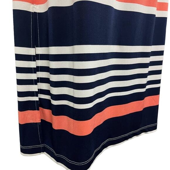 JESSICA HOWARD Stripe Navy Blue Pink Sleeveless Maxi Jersey Knit Stretch Dress S - Picture 10 of 16